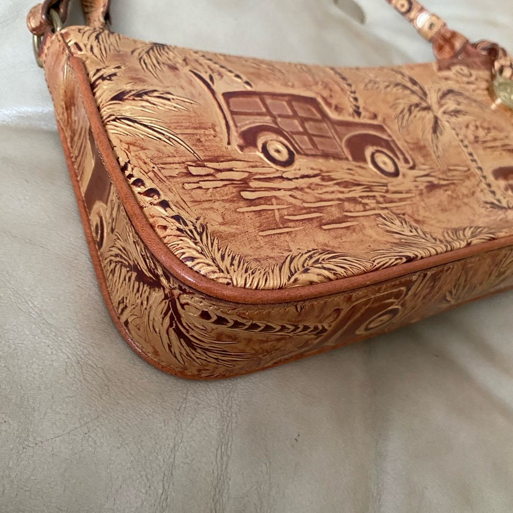 LKNW Brahmin Vintage Copper Copa Cabana Shoulder Bag Leather Palm Car - Picture 4 of 13